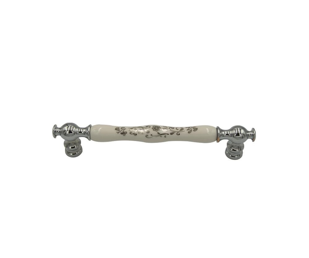 Porselen Mobilya Kulp Desenli 160 mm Krom