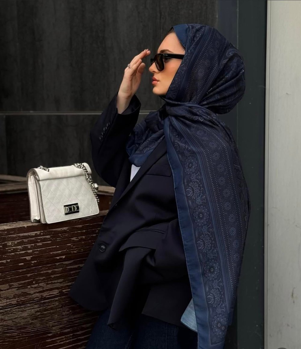 Lacivert Alesya Desen Şal