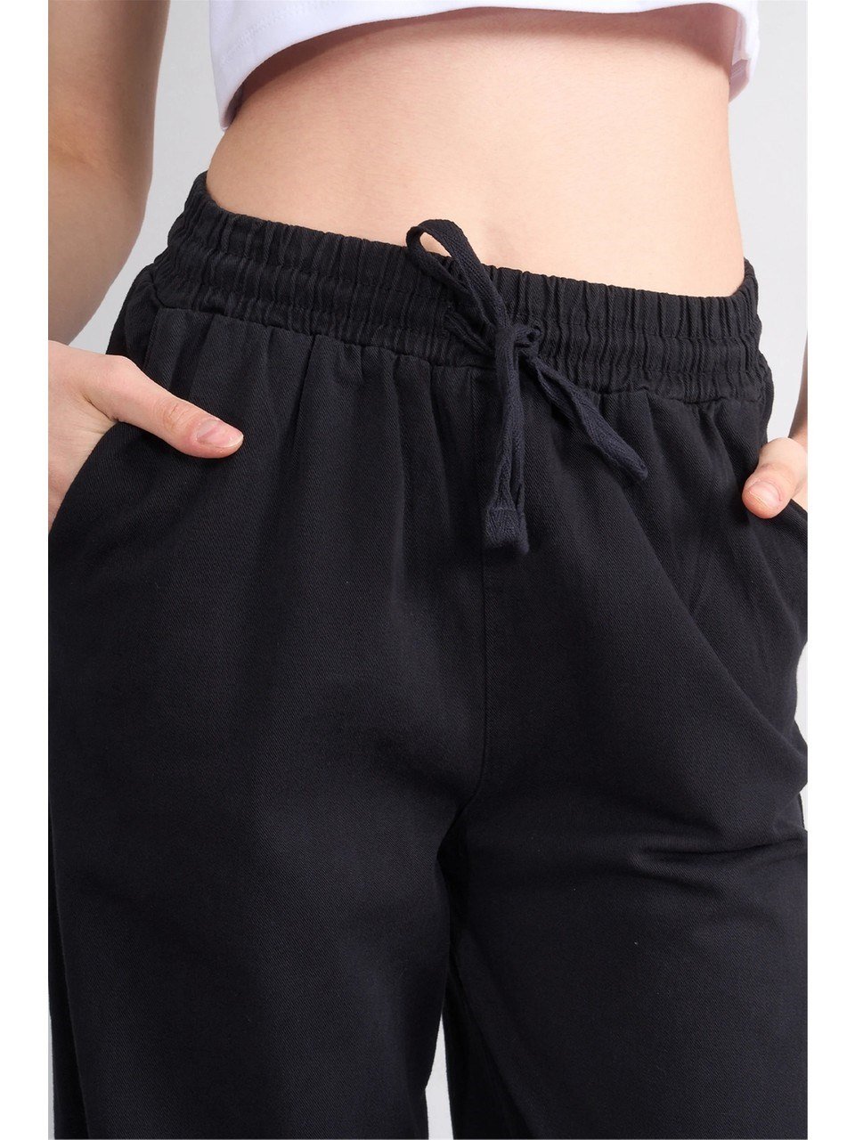 Volumex Beli Lastikli Boru Paça Gabardin Kadın Pantolon