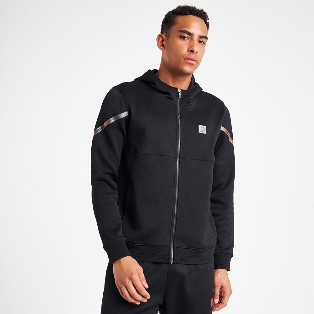 Lescon Erkek Fermuarlı Kapüşonlu Siyah  Sweatshirt 25N-1128