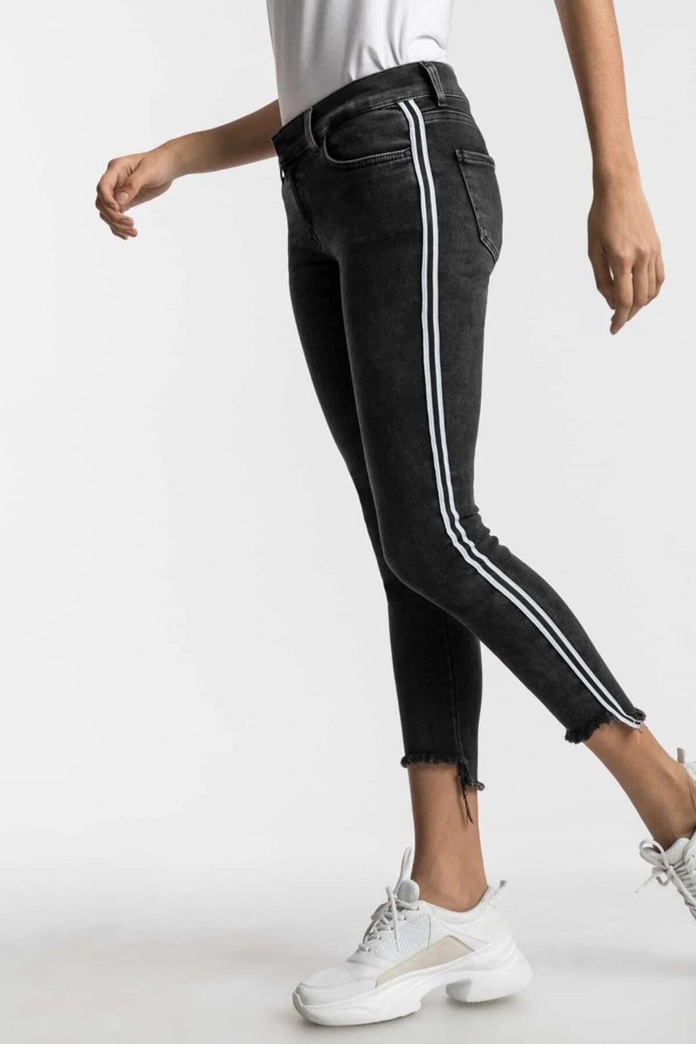 Ltb LONIA WHITE STRIPED BLACK ROUTE Kadın Skinny Jean Pantolon