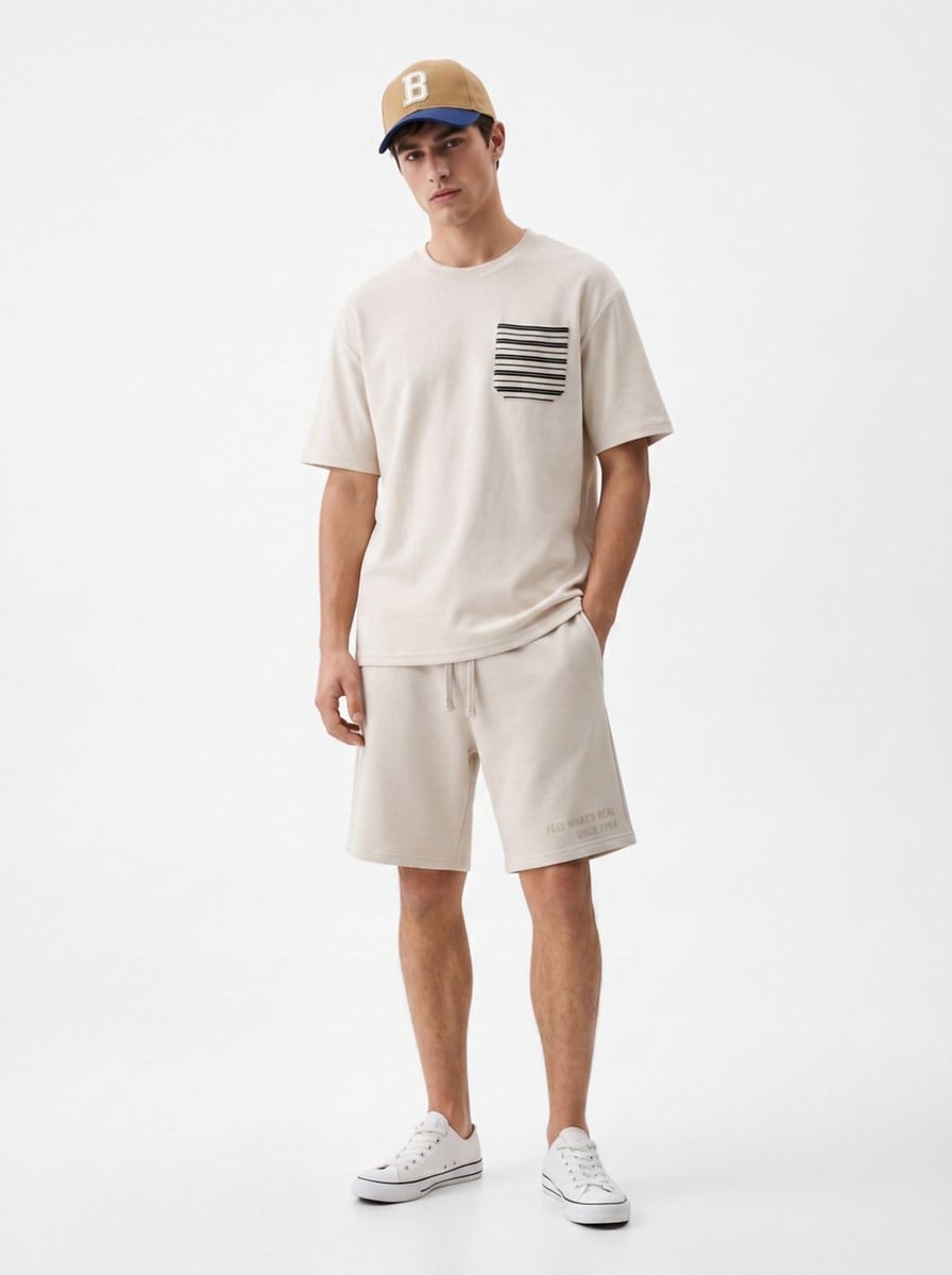 Ltb FOZOFO Cep Detaylı Relaxed Fit Beyaz T-shırt