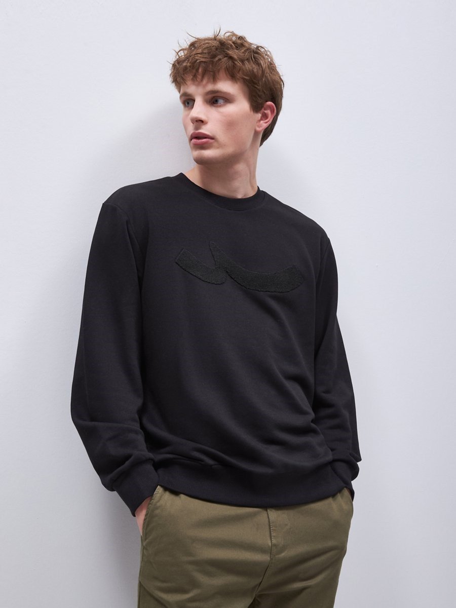 Ltb HOMECE Regular Fit Sign Baskılı Bisiklet Yaka Siyah Sweatshırt