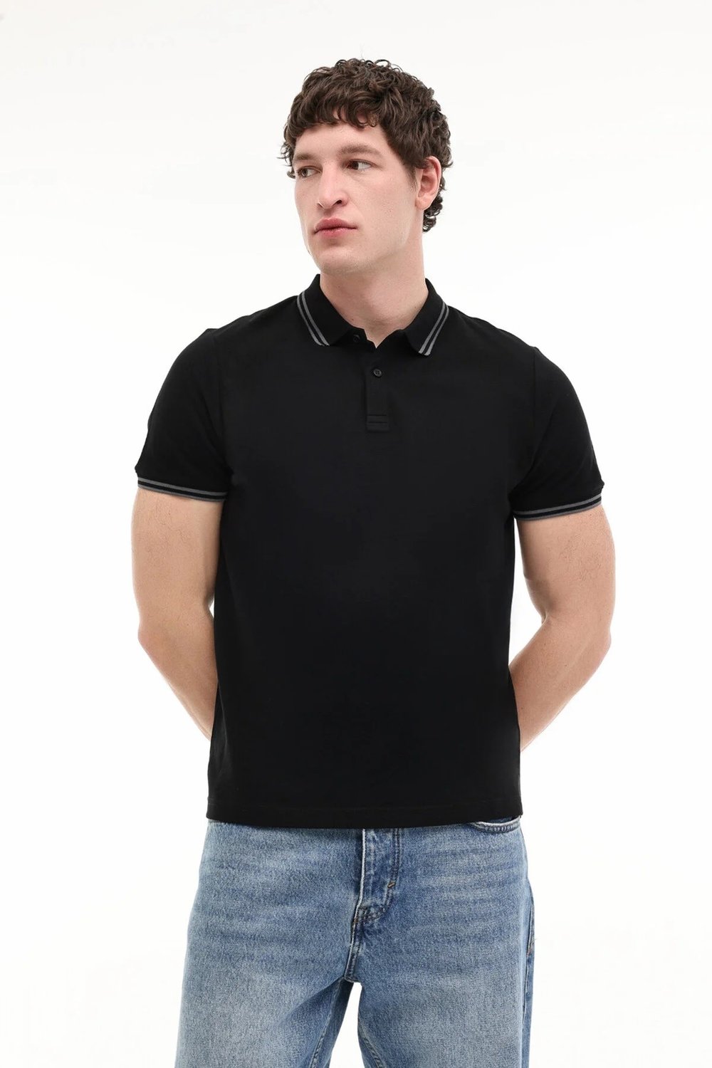 Kinetix MB YK CZ 12BS108 6FX Siyah Erkek Kısa Kollu Polo T-Shırt