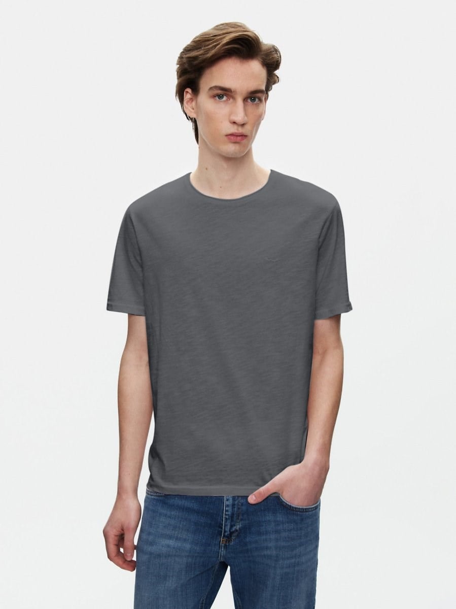 Ltb Benado Erkek Kısa Kollu Sıfır Yaka Basic Antrasit  T-shirt