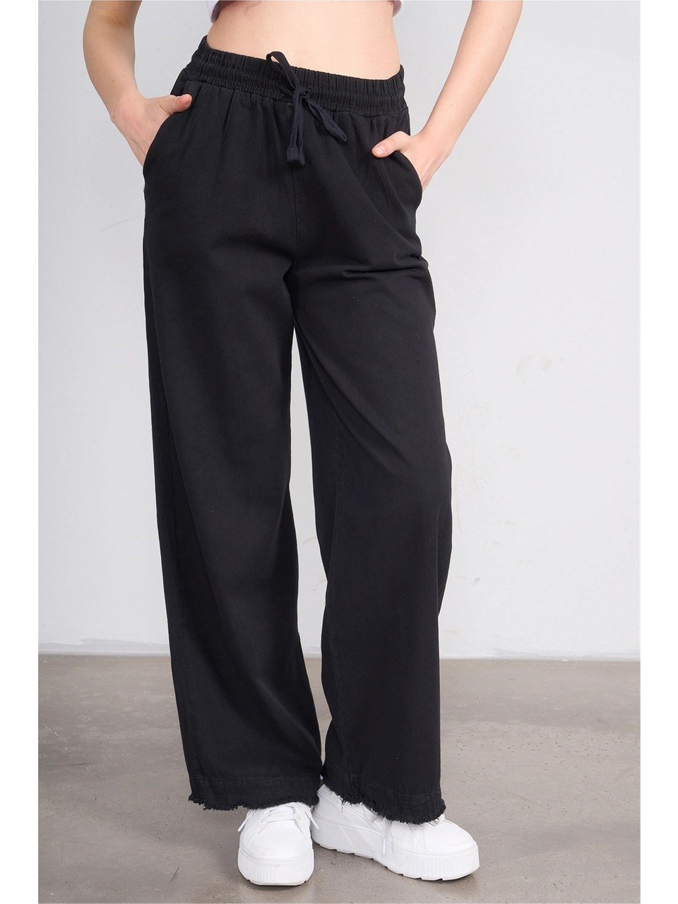 Volumex Beli Lastikli Boru Paça Gabardin Kadın Pantolon