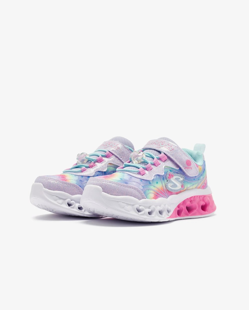 Skechers Flutter Heart Lights Groovy Swirl 303253L LVAQ Büyük Kız Çocuk Mor Işıklı Spor Ayakkabı