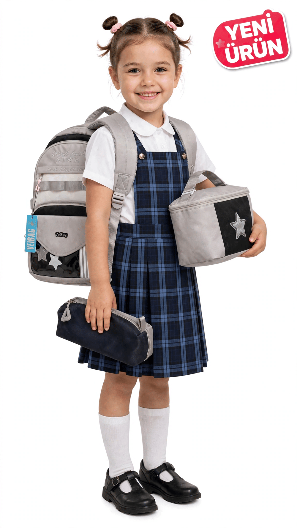 VEIBAG Fame İlkokul Okul Çantası 3lü Set - Beslenme Çantalı Ve Kalemlikli Sırt Çantası 12045
