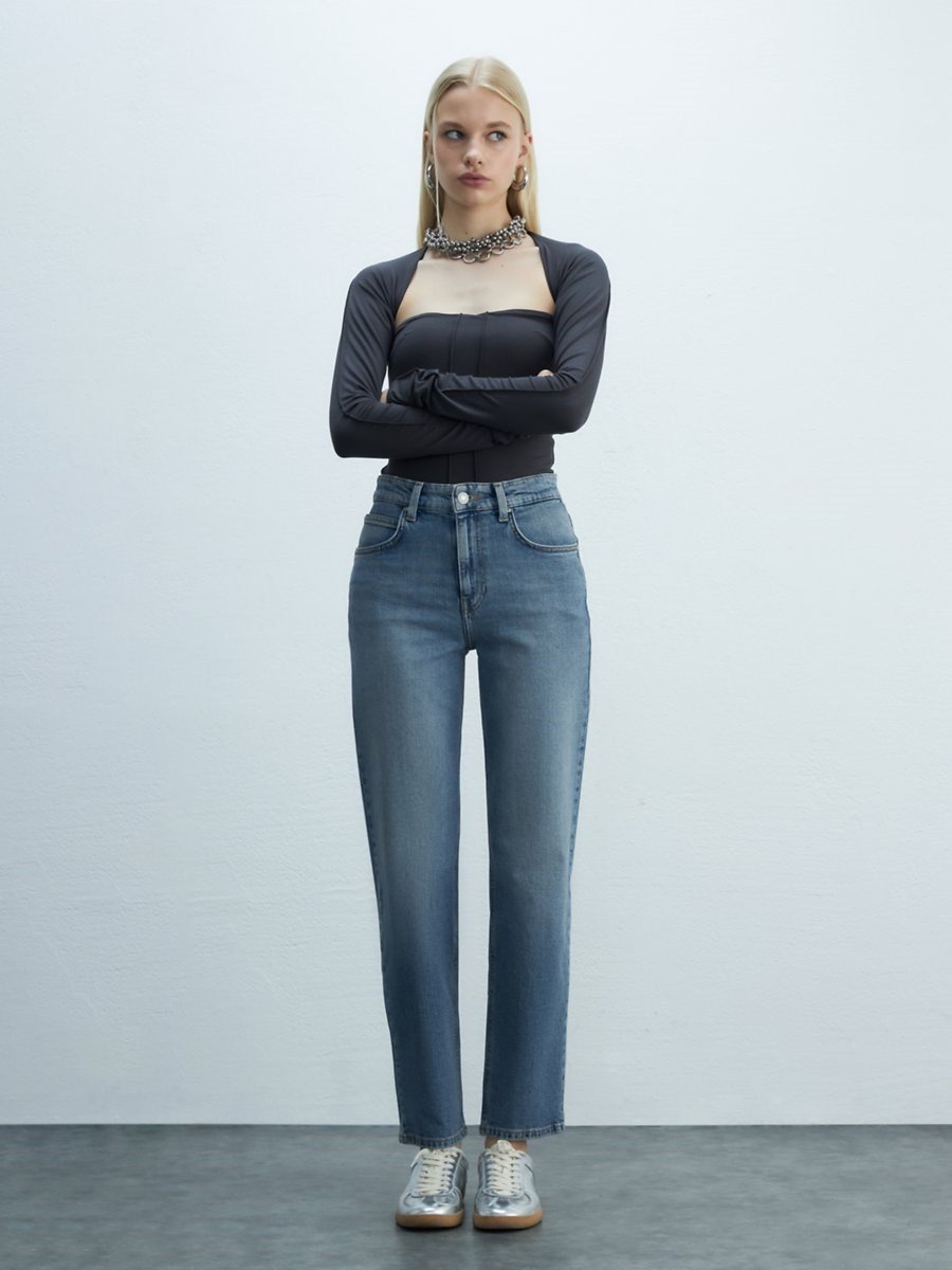 Ltb New Wanda VIRELIA Düz Paça Rahat Kesim Mid Indigo Jean Pantolon