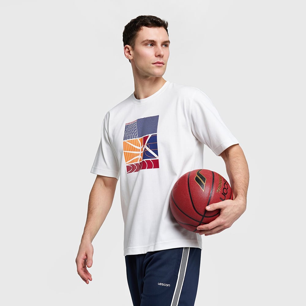 Lescon Erkek Basketbol Ekru Kısa Kol T-Shırt 26B-1053
