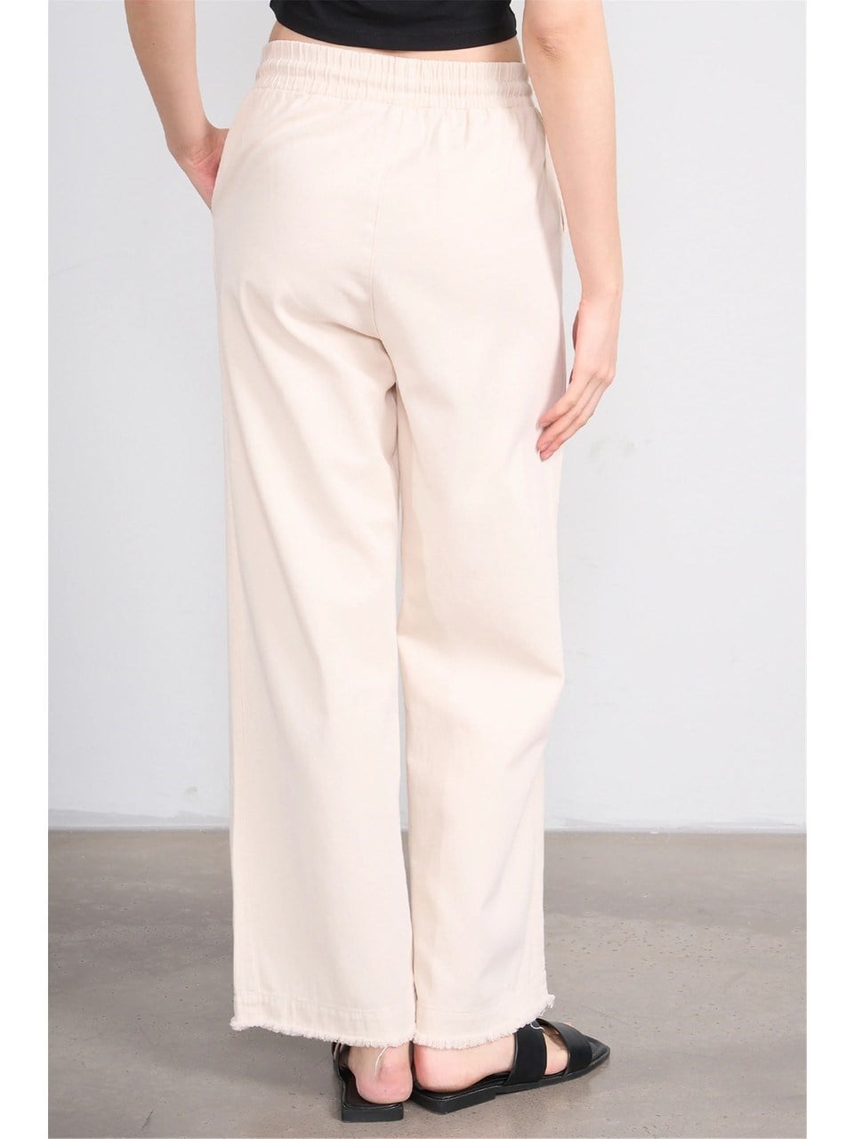Volumex Beli Lastikli Boru Paça Gabardin Kadın Pantolon