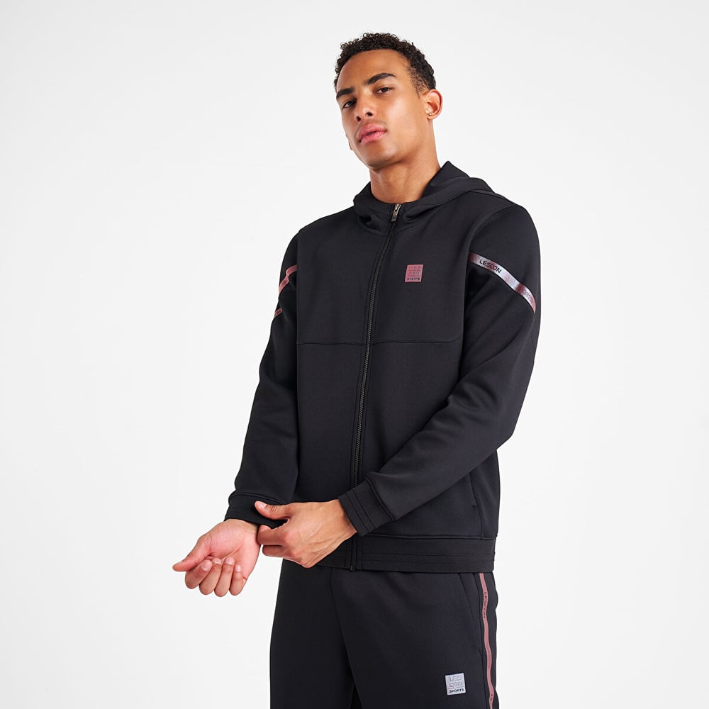 Lescon Erkek Fermuarlı Kapüşonlu Siyah  Sweatshirt 25N-1128