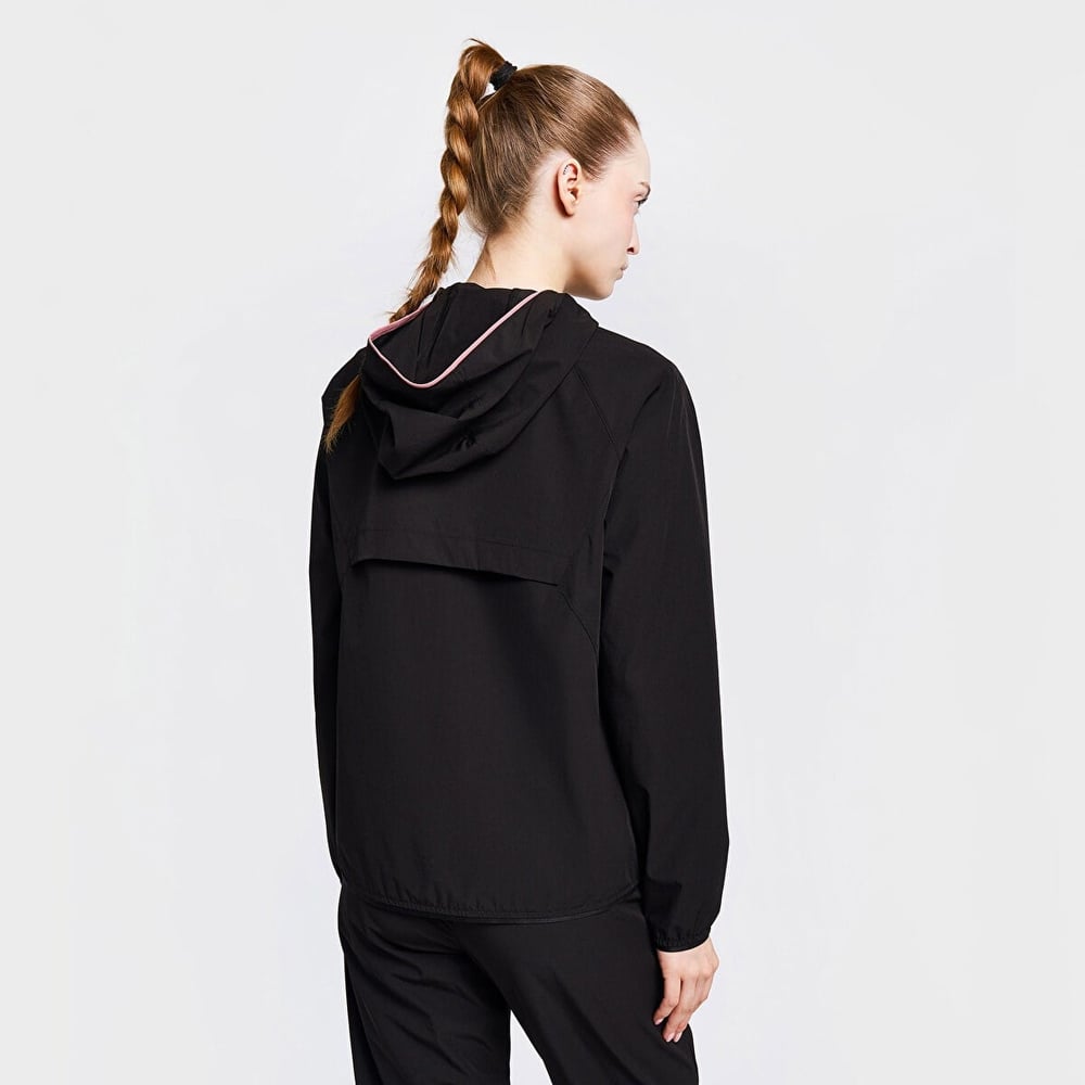Lescon 26B-2012 Kadın Koşu Fermuarlı Siyah Kapüşonlu Sweatshirt 