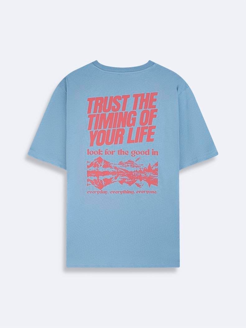 LTB COBERA Erkek Sıfır Yaka Kısa Kol Sırtı Baskılı Mavi T-Shirt 1225842906089