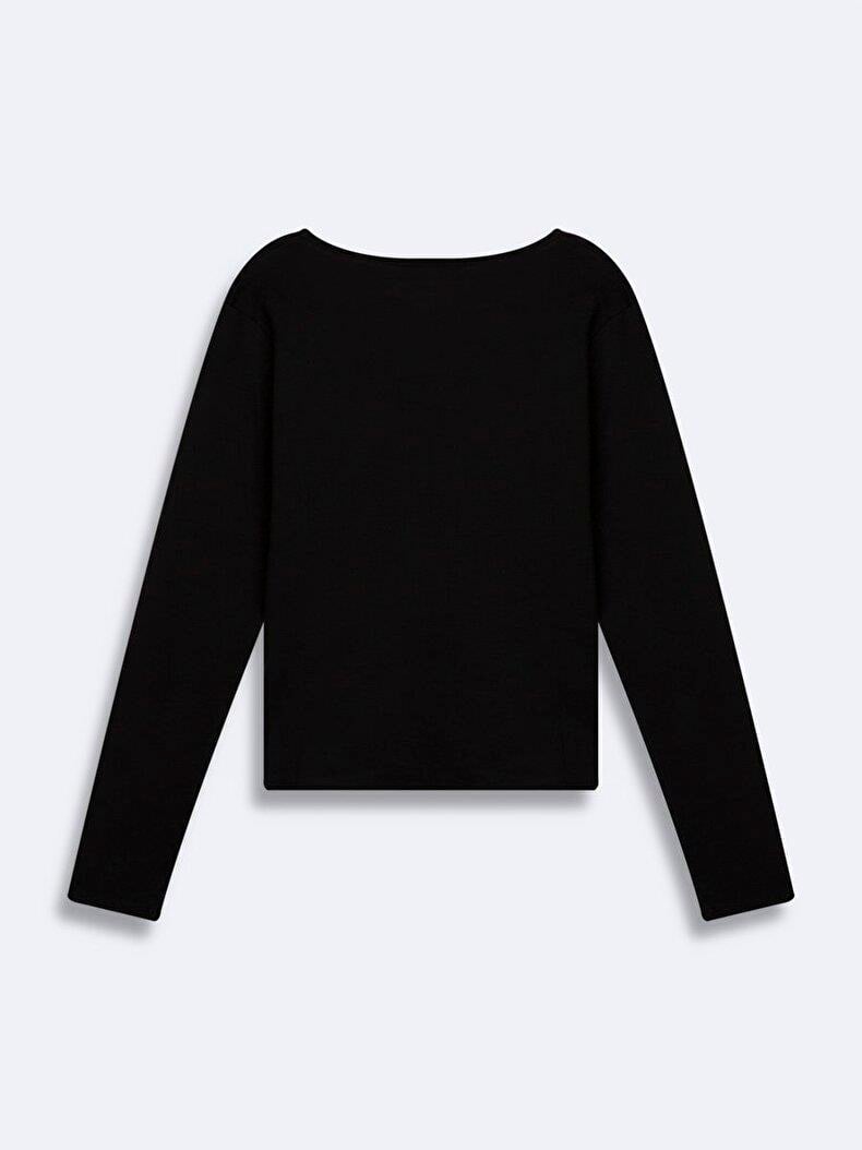 Ltb MABADA Kesik V Yaka Soluk Görünümlü Siyah Sweatshırt 1125810666089