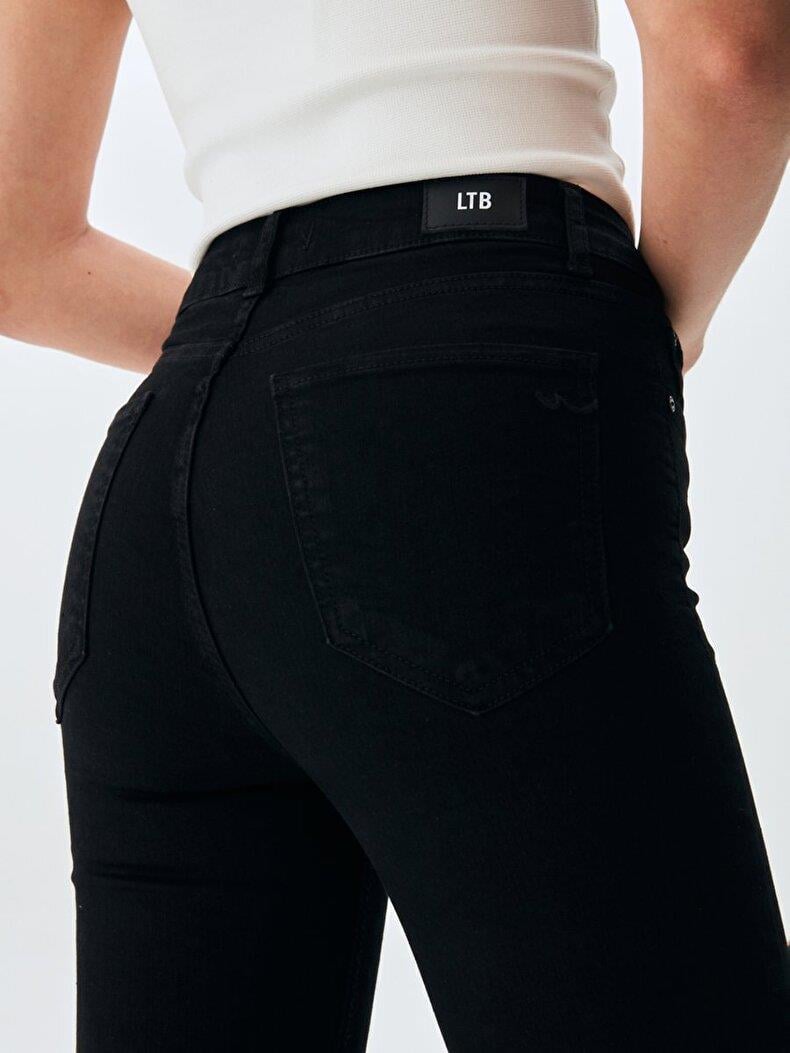 Marcella X Dar Paça Yüksek Bel Siyah Jean Pantolon
