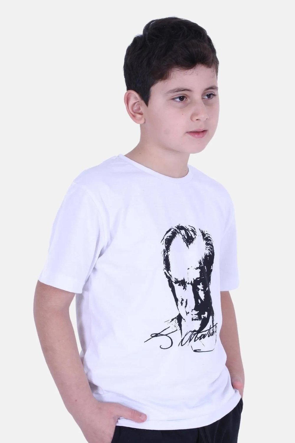 Atatürk Baskılı Atatürk Imzalı Unisex Çocuk T-shırt