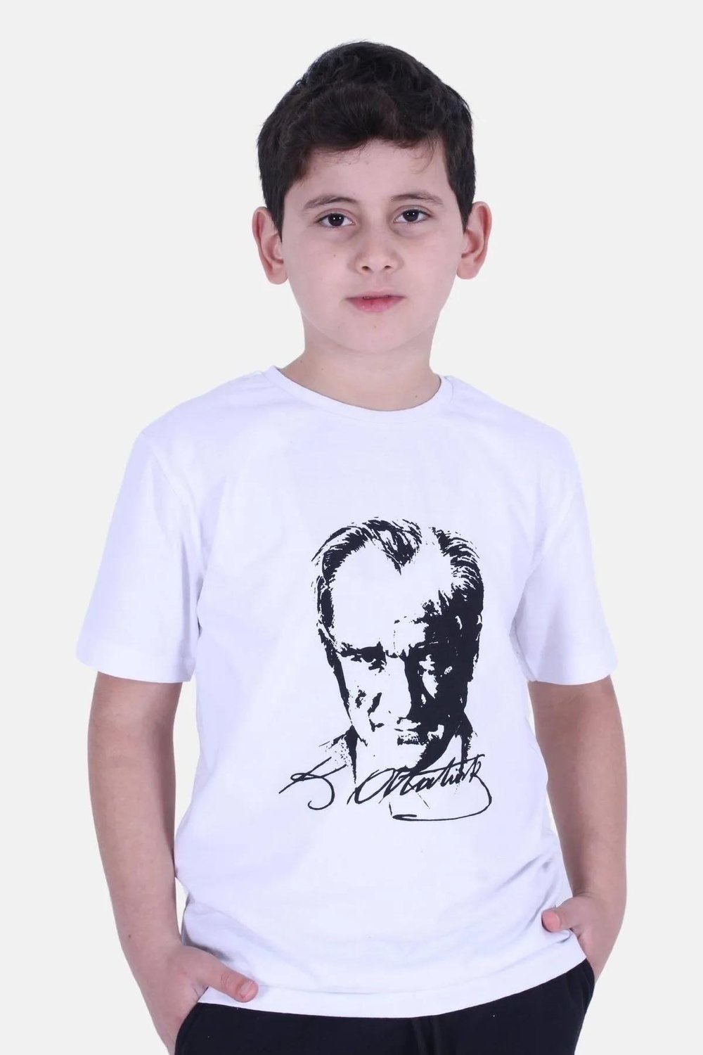 Atatürk Baskılı Atatürk Imzalı Unisex Çocuk T-shırt