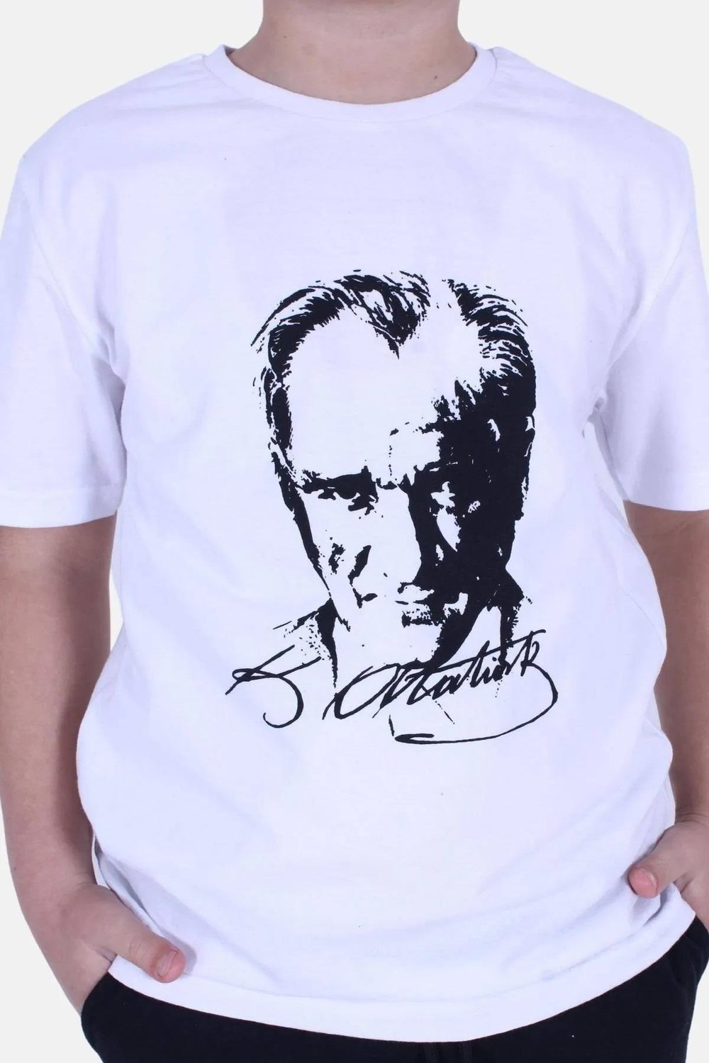 Atatürk Baskılı Atatürk Imzalı Unisex Çocuk T-shırt