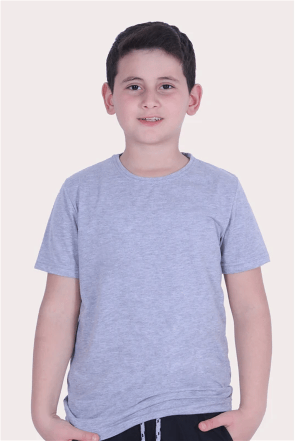 Basic Bisiklet Yaka %100 Pamuk Likralı Düz Unisex Çocuk T-shirt