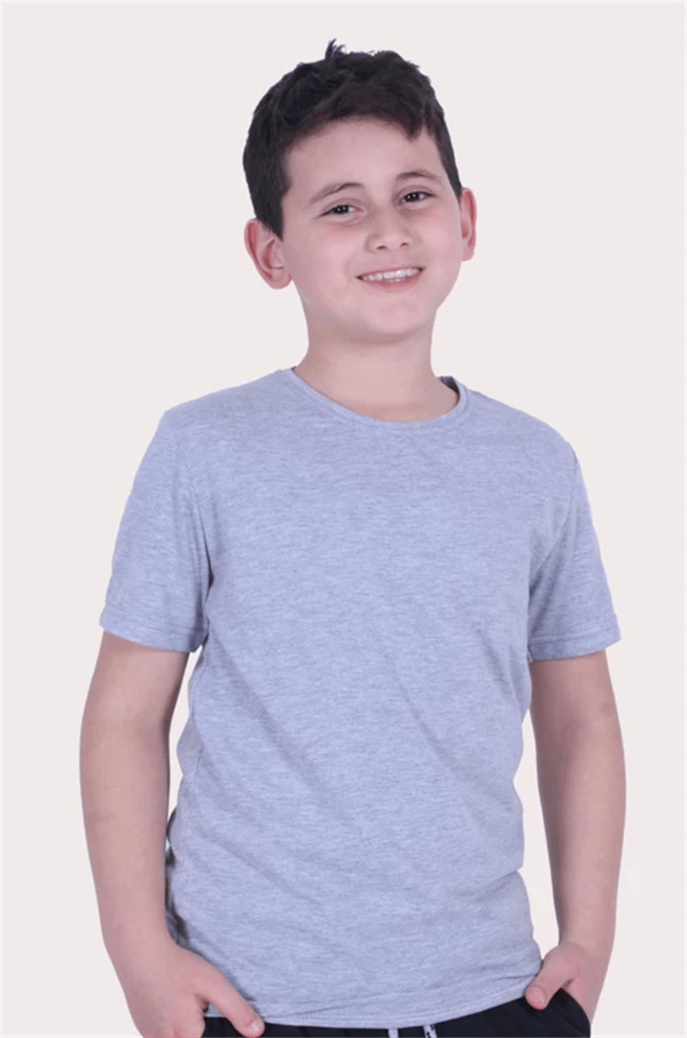 Basic Bisiklet Yaka %100 Pamuk Likralı Düz Unisex Çocuk T-shirt