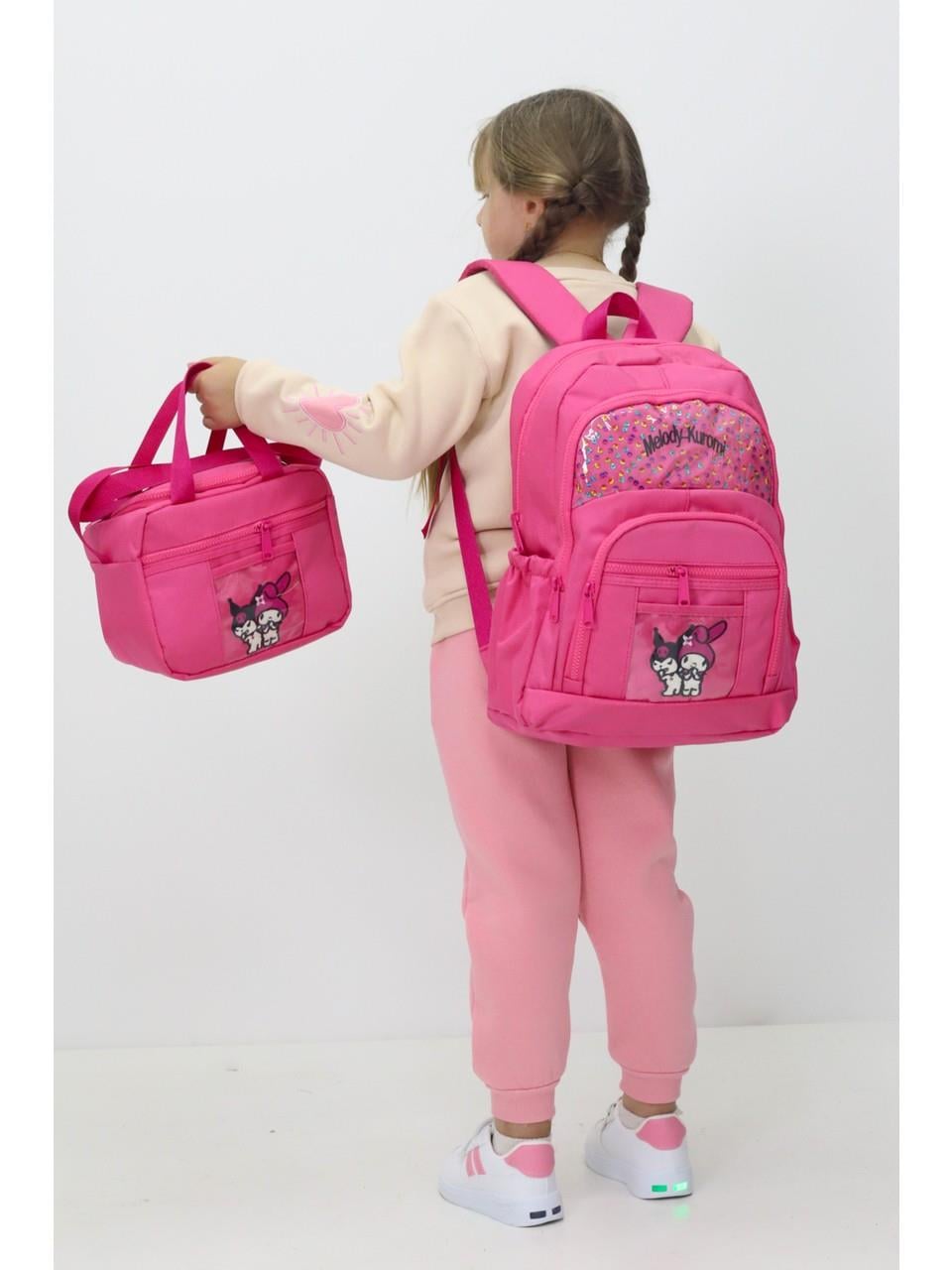 Probag Melody Kuromi 3lü Okul Çanta Sırt Çantası Beslenme Çantası Kalemlik Peluş Oyuncak Hediyeli