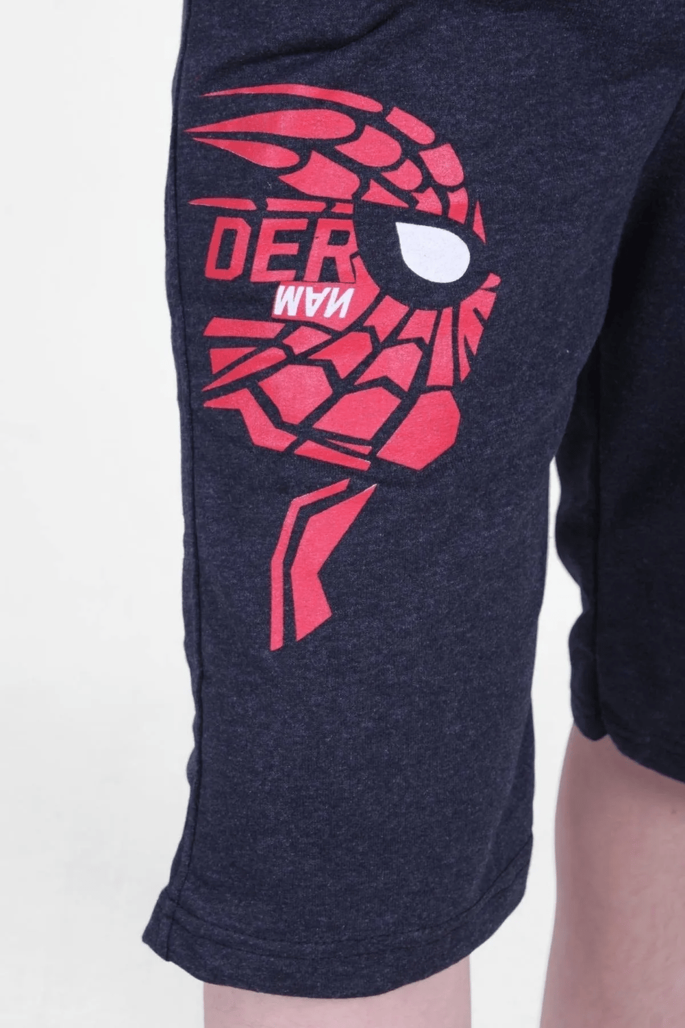 spiderman Baskılı Yüksel Bel Cepli Erkek Çocuk Siyah Kapri Şort