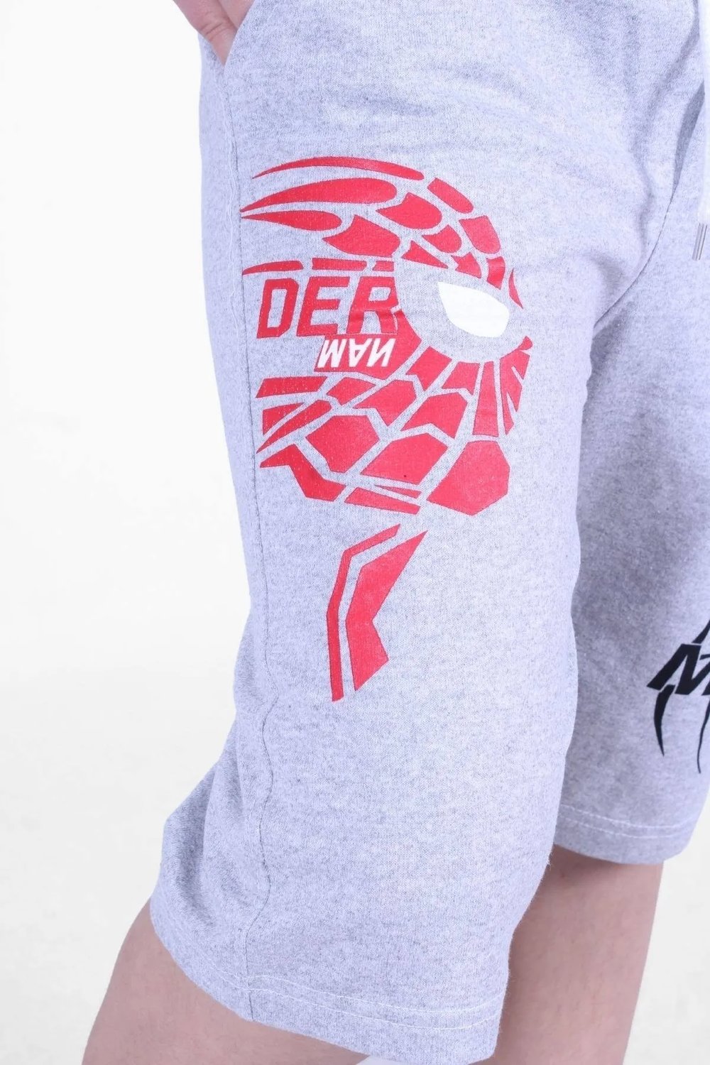 spiderman Baskılı Yüksel Bel Cepli Erkek Çocuk Siyah Kapri Şort