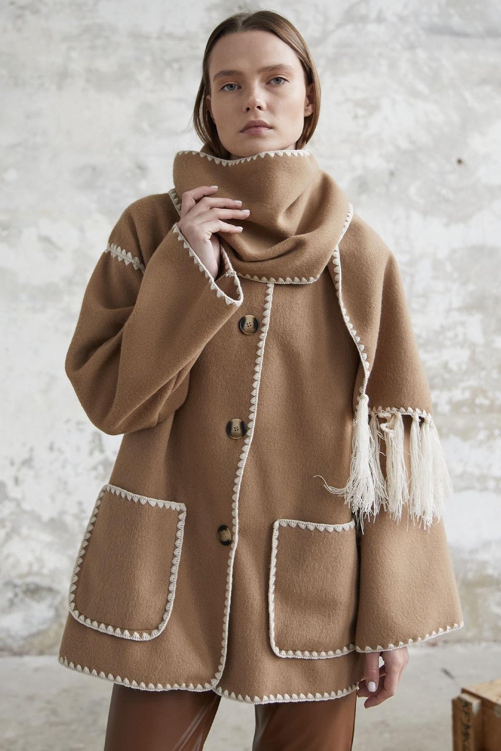 Alira Atkılı Kaşe Camel Ceket