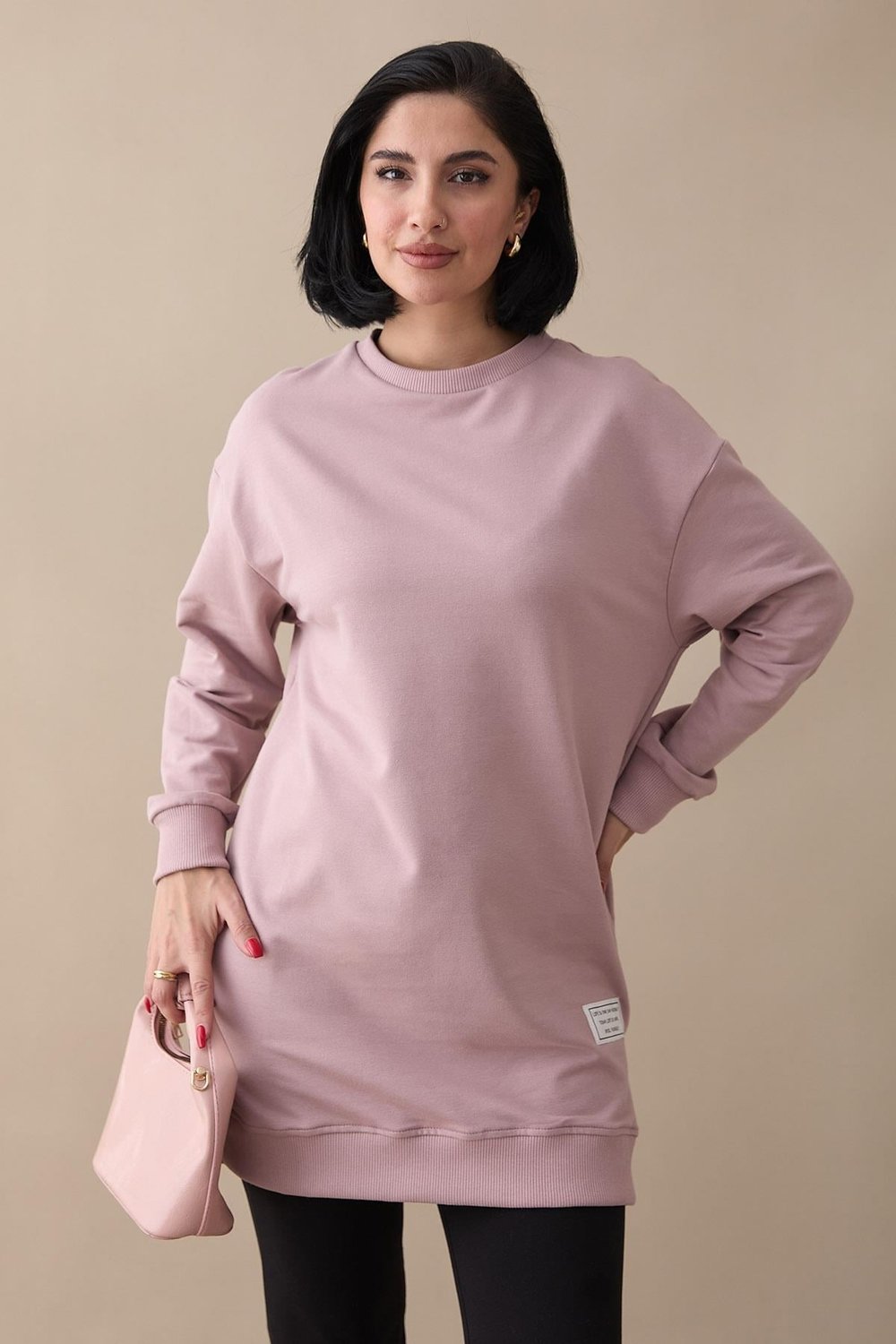 Etiket Detay Basic Gül Kurusu Tunik