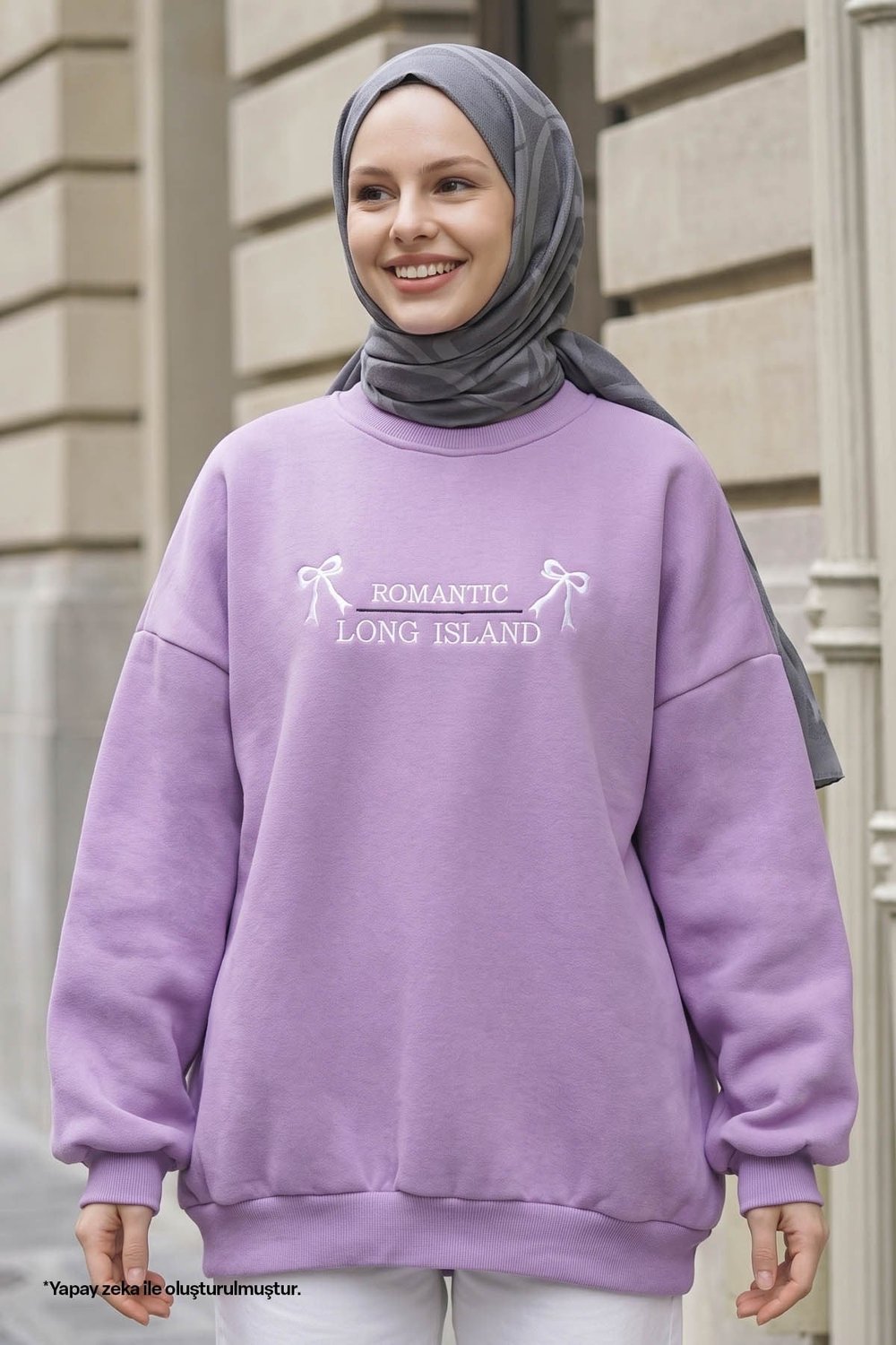 Fiyonk Yazı İşleme Lila Sweat
