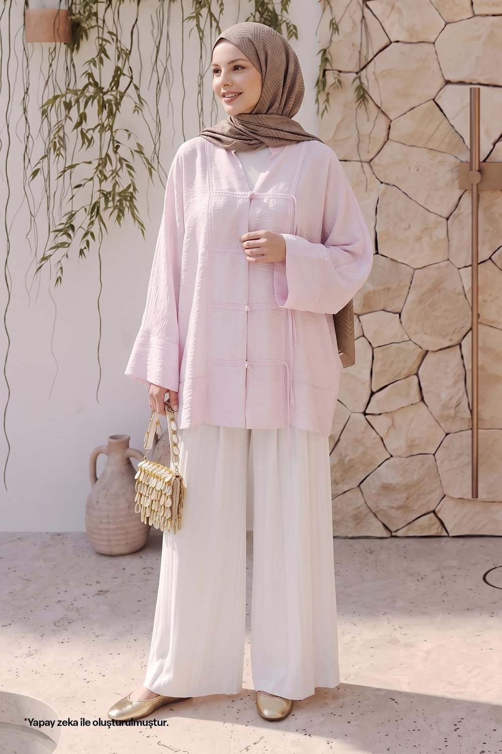 Geniş Kol Pudra Kimono