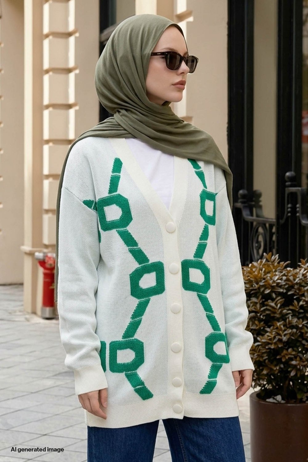 Lenora Patterned Knit Cardigan - White