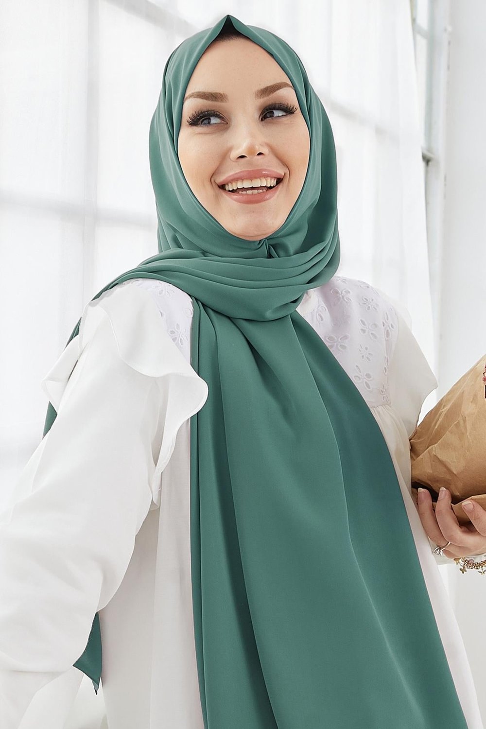 Medine İpeği Şal - Turkuaz