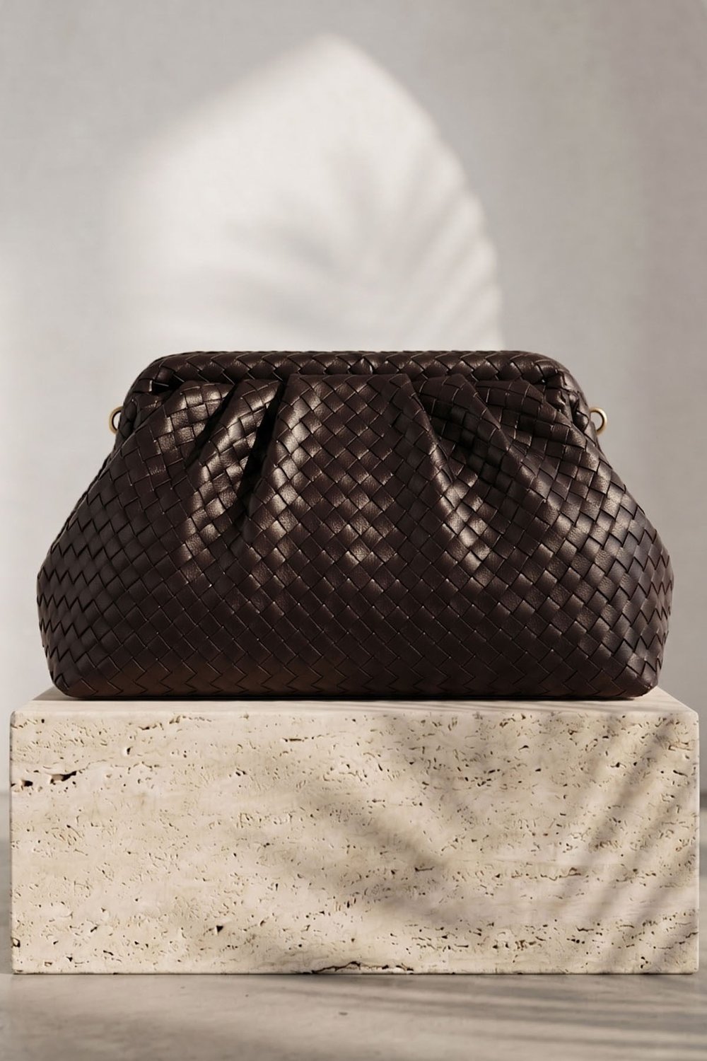 Örgü Desen Dokulu Acı Kahve Clutch Çanta