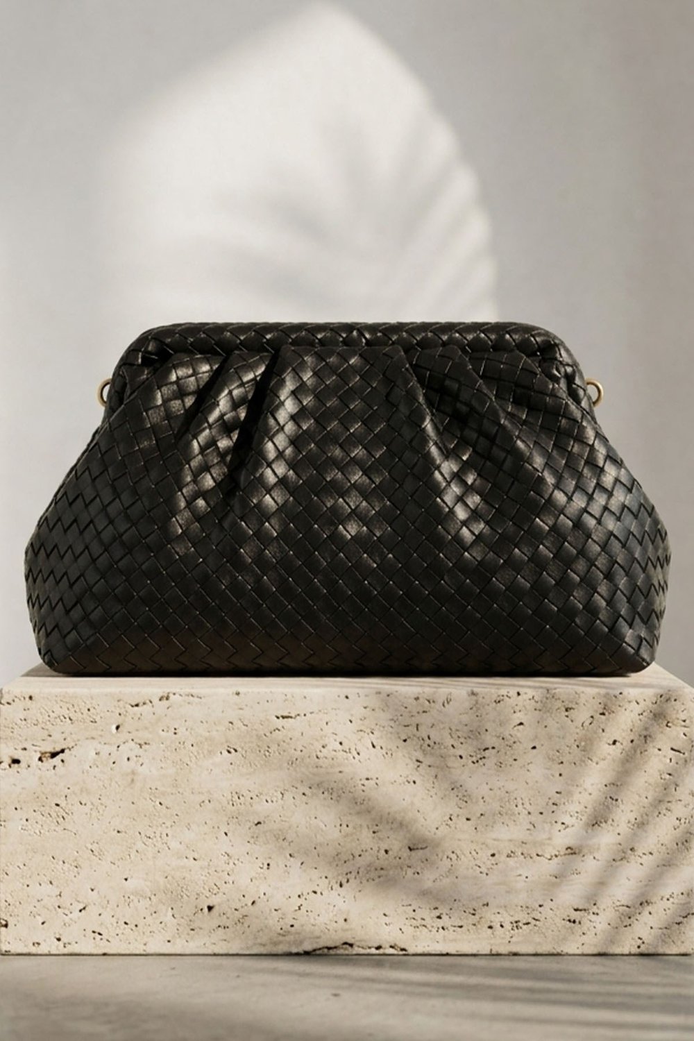 Örgü Desen Dokulu Siyah Clutch Çanta