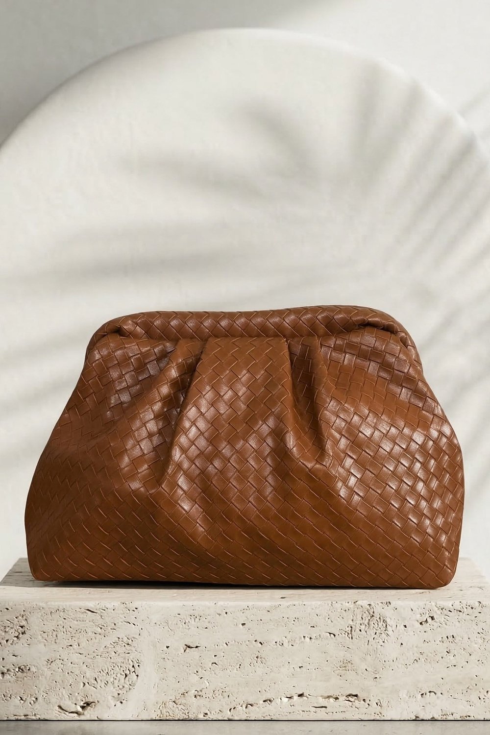 Örgü Desen Dokulu Taba Clutch Çanta