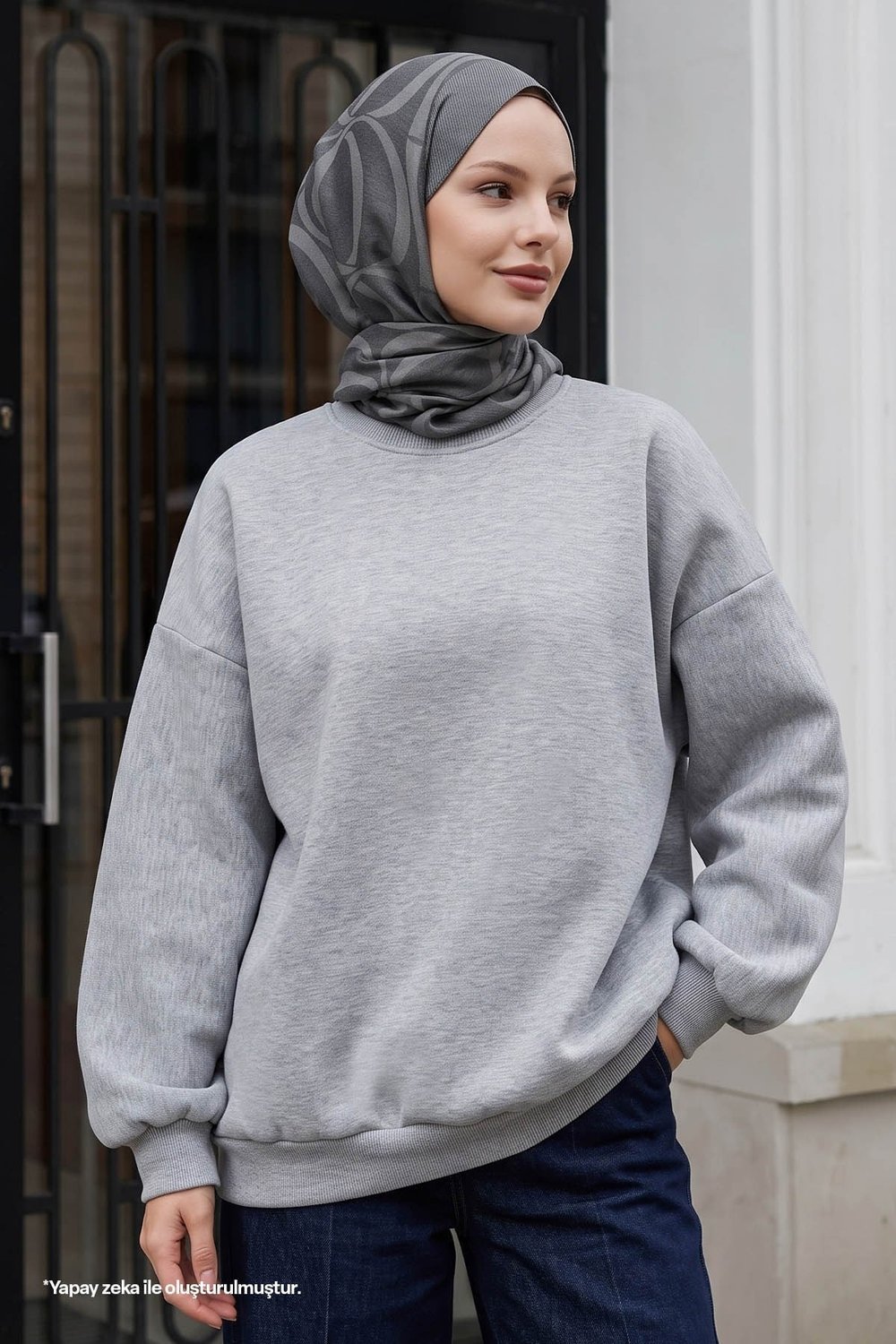 Şardonlu Basic Gri Sweat