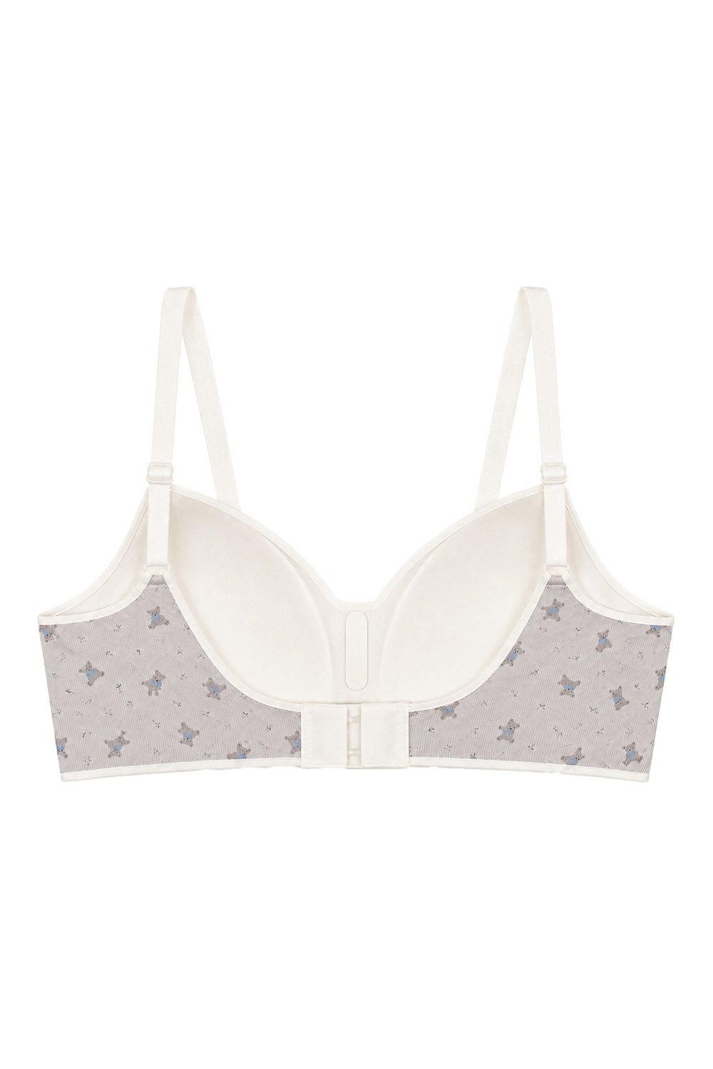 Seamless Bra - Mireva | Gri Lazer Kesim Rib Dokulu Ayıcık Desenli Balensiz Kadın Sütyen