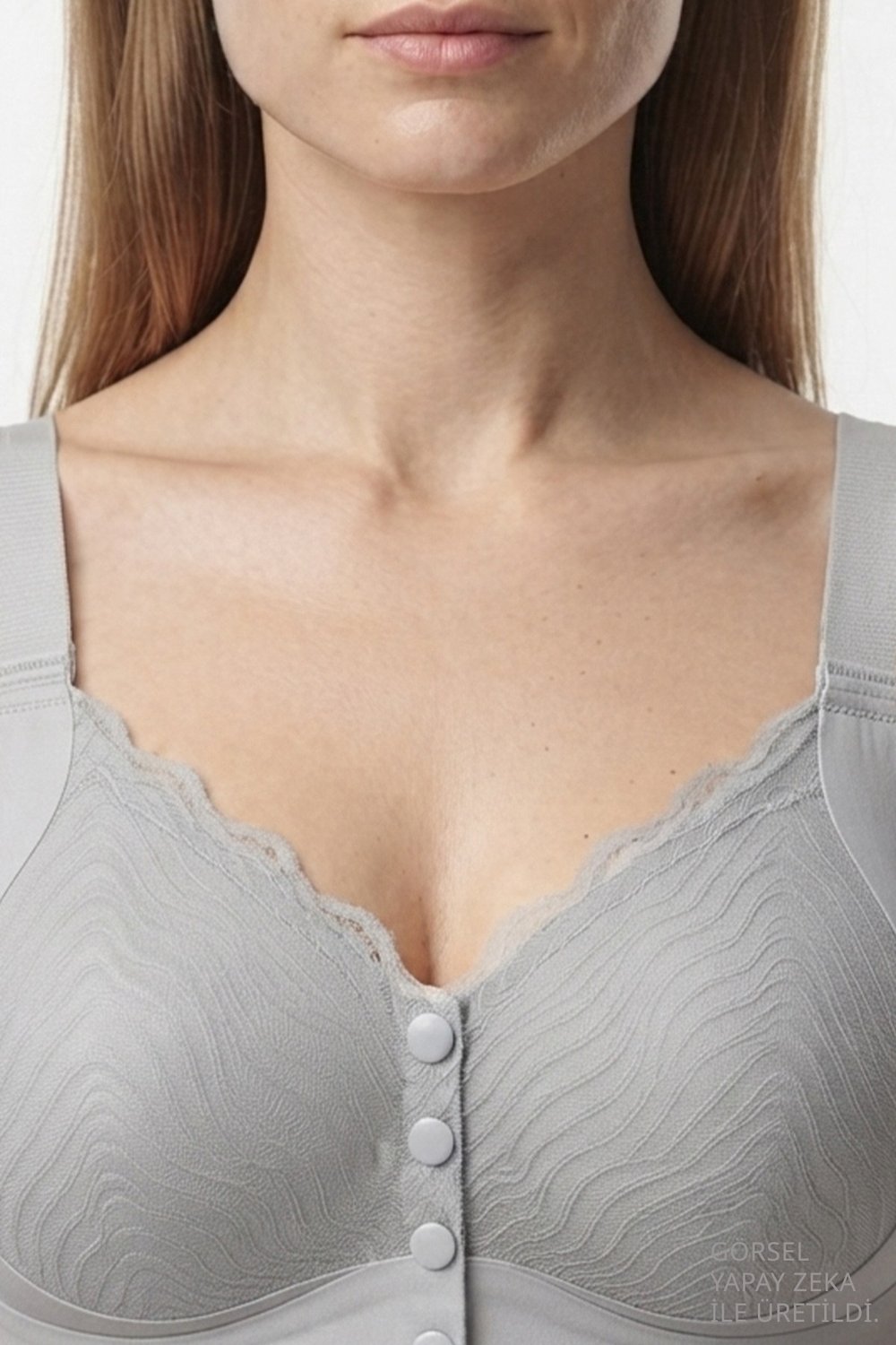 Seamless Bra - Larevia | Lazer Kesim Önden Düğmeli Tül Detaylı Kadın Sütyen 3lü Paket