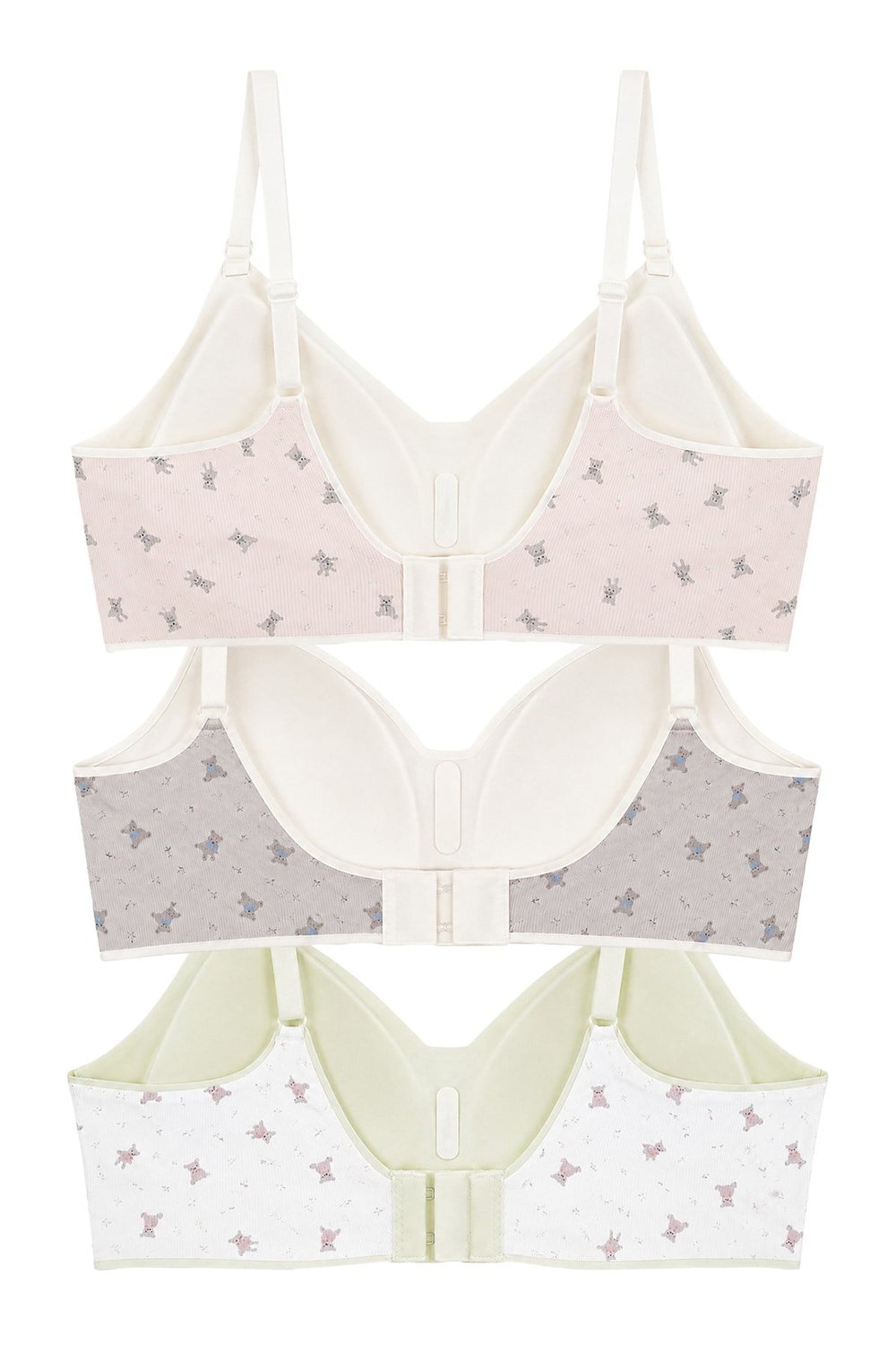 Seamless Bra - Mireva | Lazer Kesim Rib Dokulu Ayıcık Desenli Balensiz Kadın Sütyen 3lü Paket