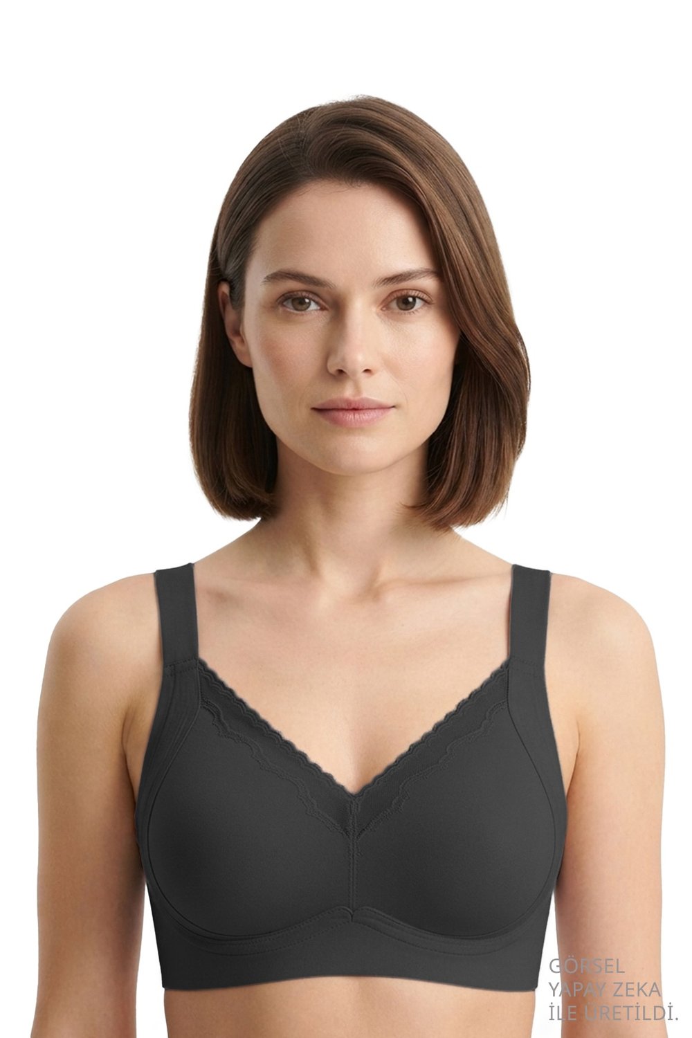 Seamless Bra - Seravia | Siyah Lazer Kesim Dantelli Minimizer Kadın Sütyen