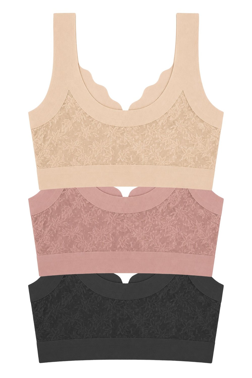 Seamless Bra - Lunessa | Lazer Kesim Dikişsiz Önden Düğmeli Dantelli Minimizer Kadın Sütyen 3lü Paket-2