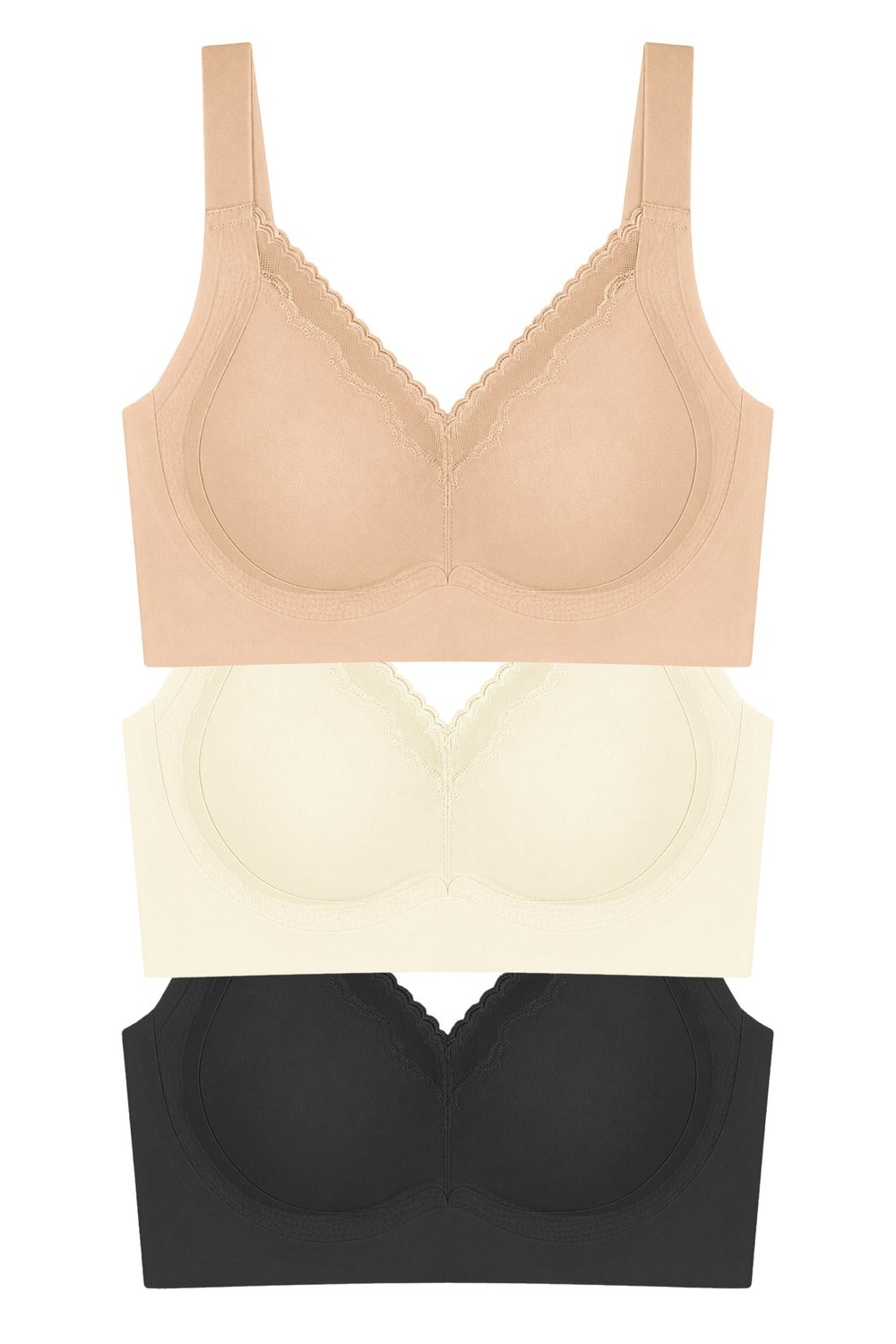 Seamless Bra - Seravia | Lazer Kesim Dantelli Minimizer Kadın Sütyen 3lü Paket-2
