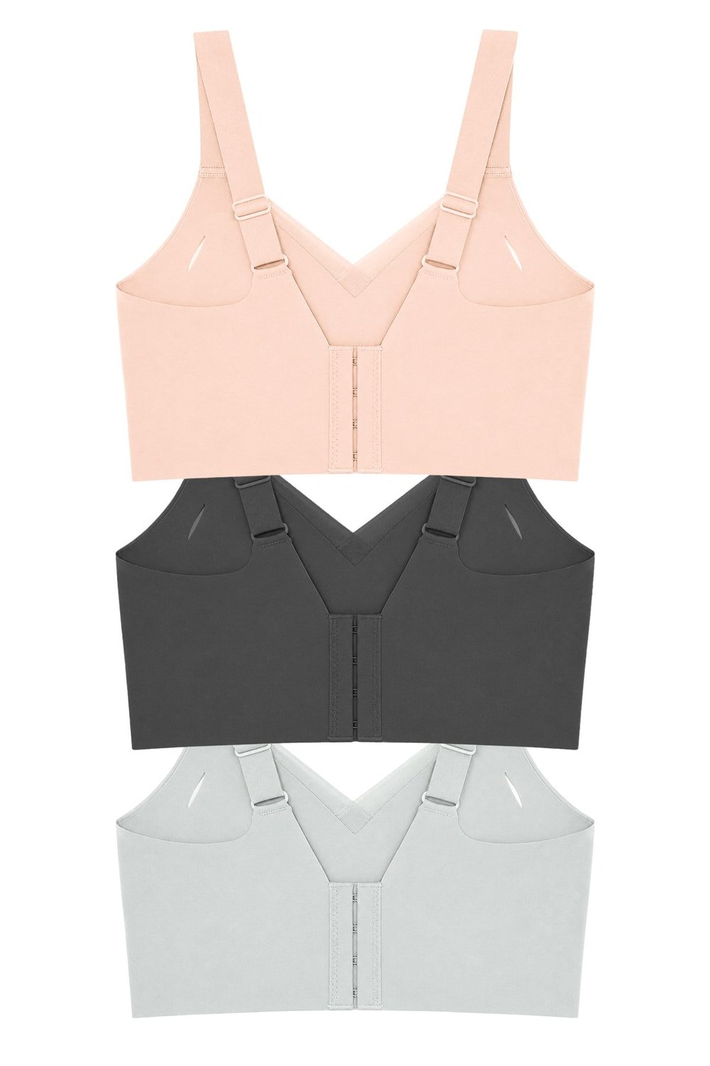 Seamless Bra - Elvora | Lazer Kesim Rib Dokulu Tül Detaylı Balensiz Kadın Sütyen 3lü Paket-2