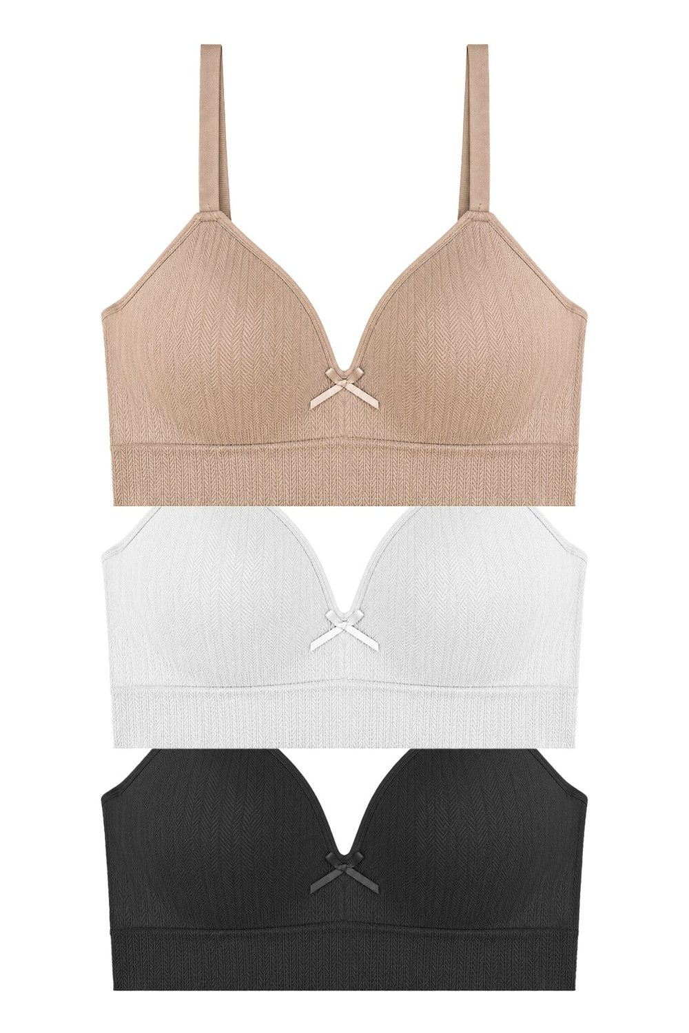 Bra - Mirel | Büyük Beden Bambu Desenli Balensiz Minimizer Kadın Sütyen 3lü Paket-2