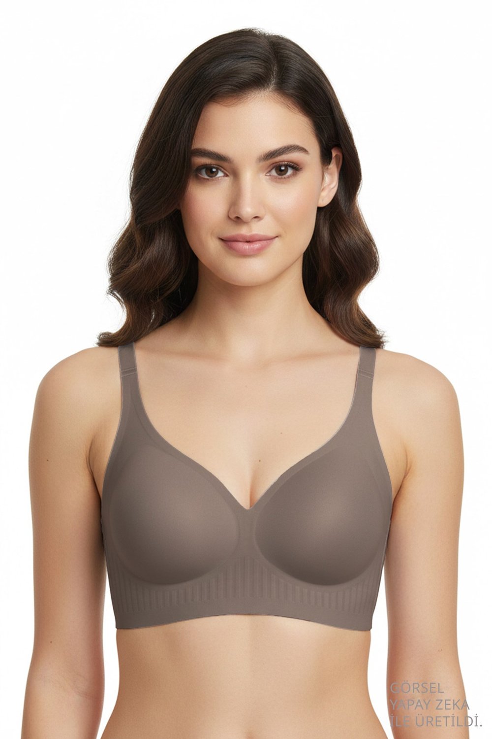 Seamless Bra - Slight | Kahverengi Lazer Kesim Dikişsiz Dilim Detaylı Balensiz Kadın Sütyen