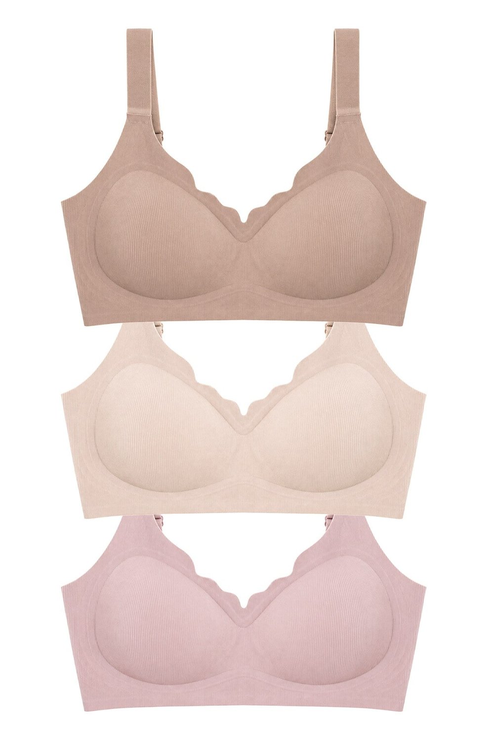 Seamless Bra - Mirena | Lazer Kesim Rib Dokulu Toparlayıcı Balensiz Kadın Sütyen 3lü Paket