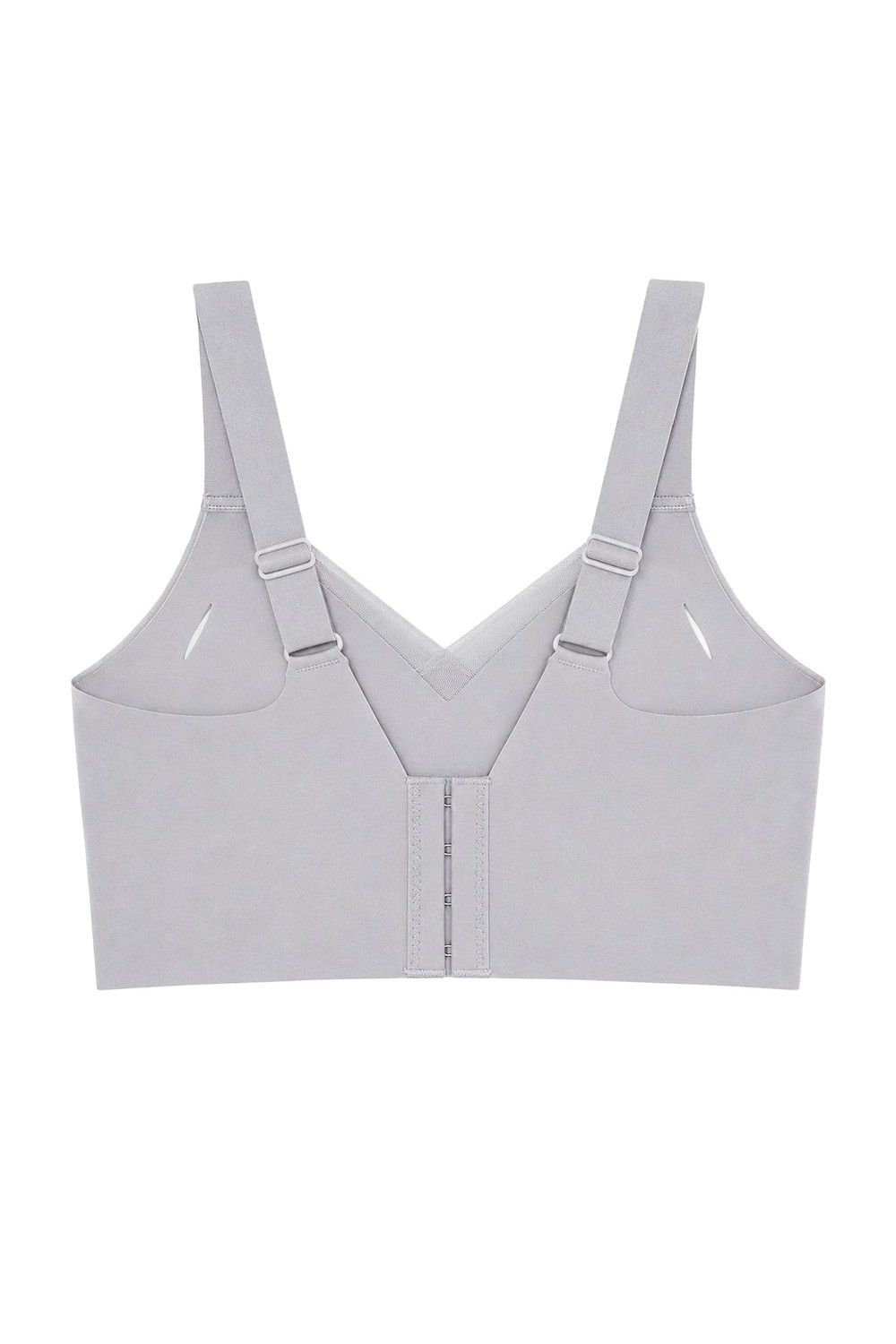 Seamless Bra - Elvora | Gri Lazer Kesim Rib Dokulu Tül Detaylı Balensiz Kadın Sütyen