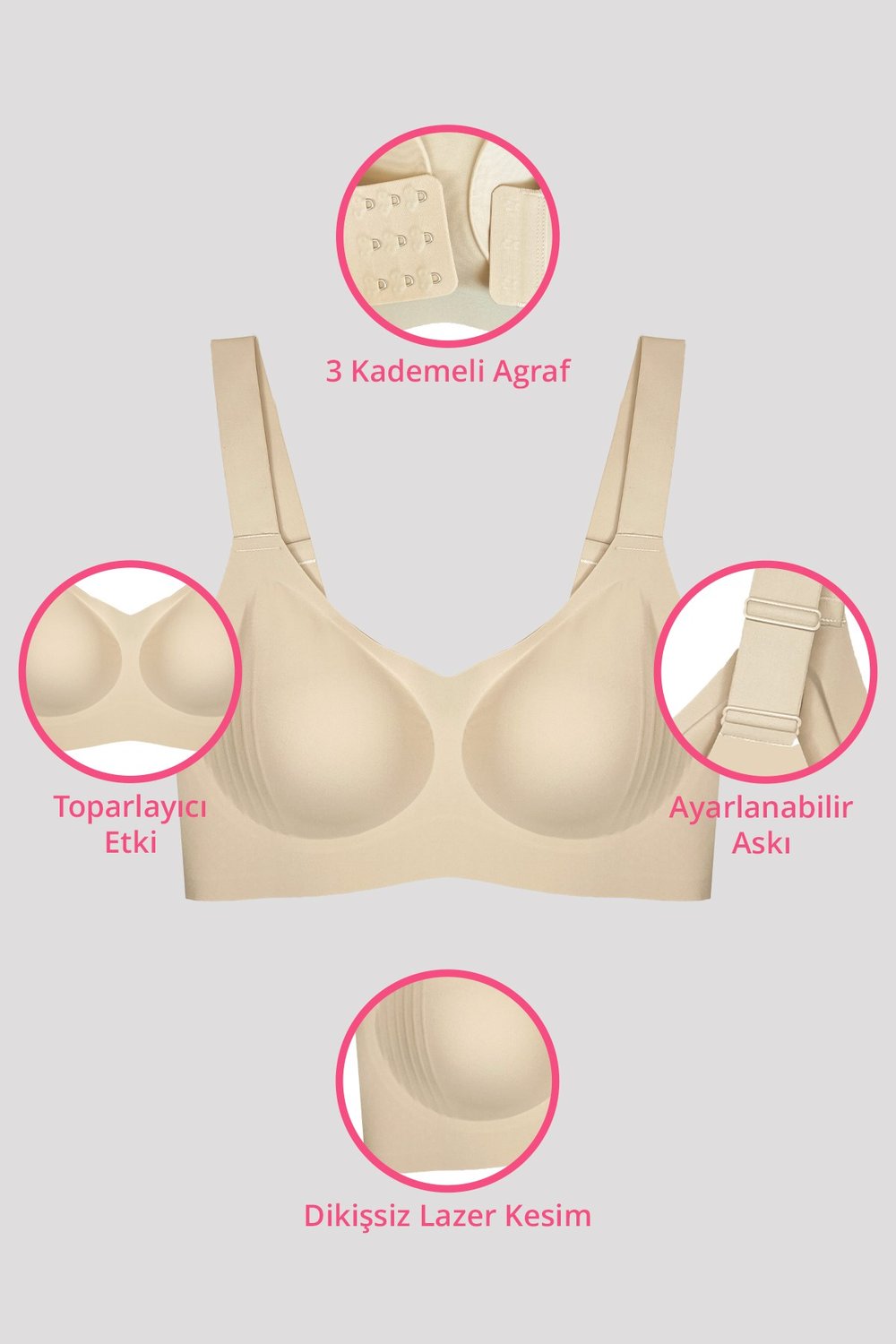 Seamless Bra - Curve | Ten Lazer Kesim Dikişsiz Toparlayıcı Büyük Beden Kadın Sütyen